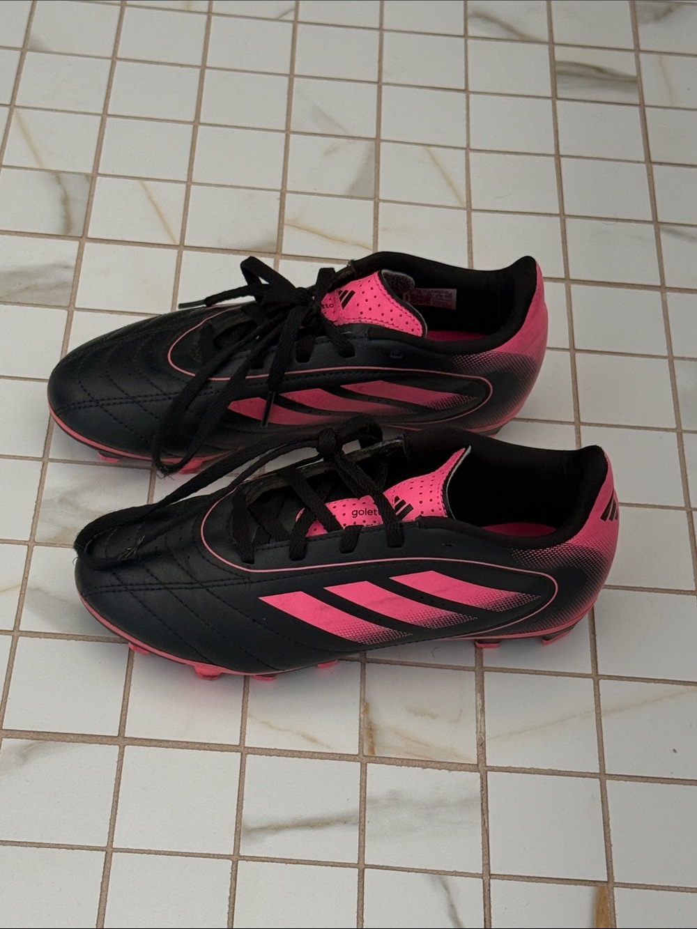 adidas Black and Pink Kids Soccer Cleats